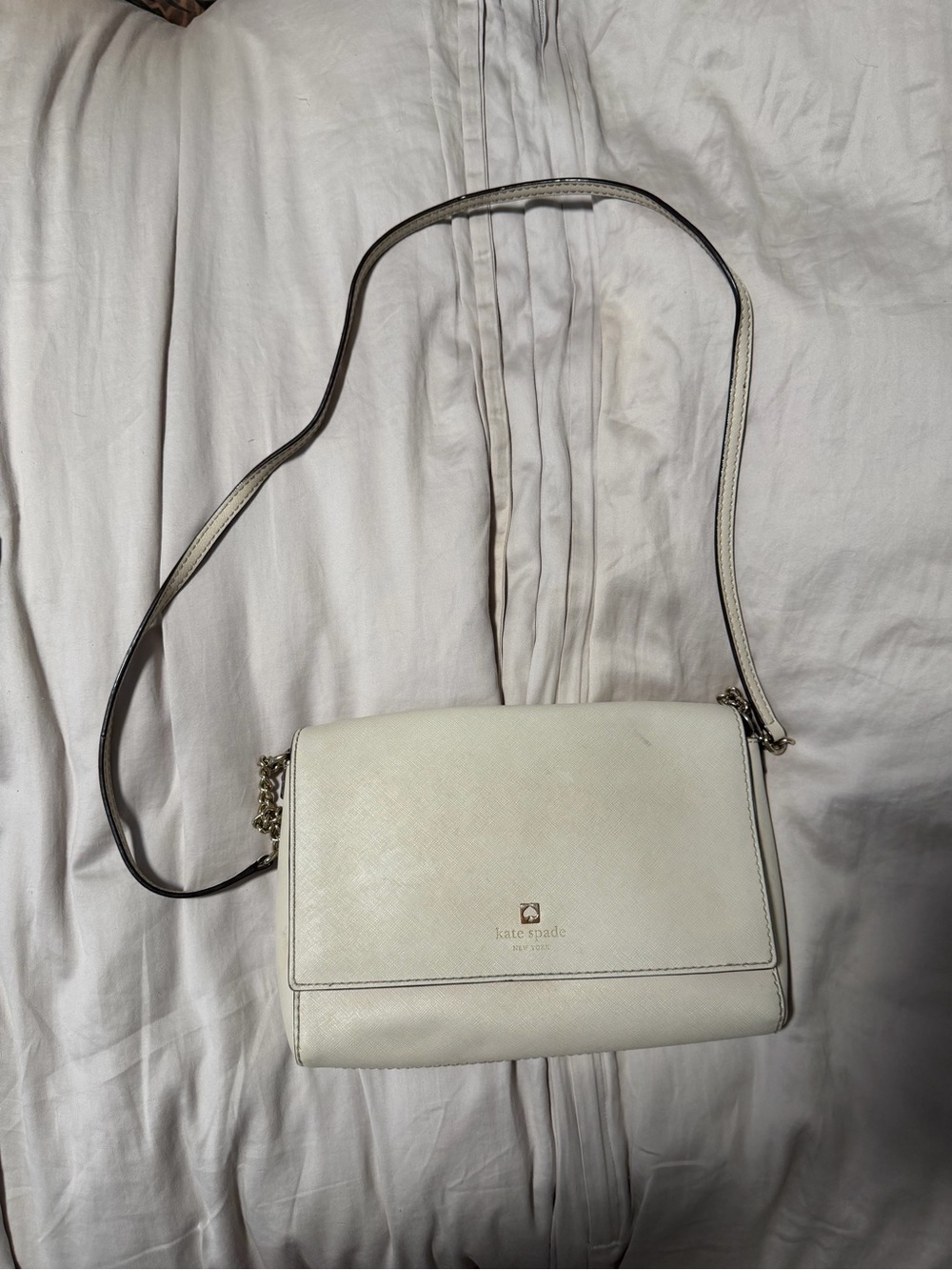 kate spade Cream Leather Crossbody with Gold Hardware